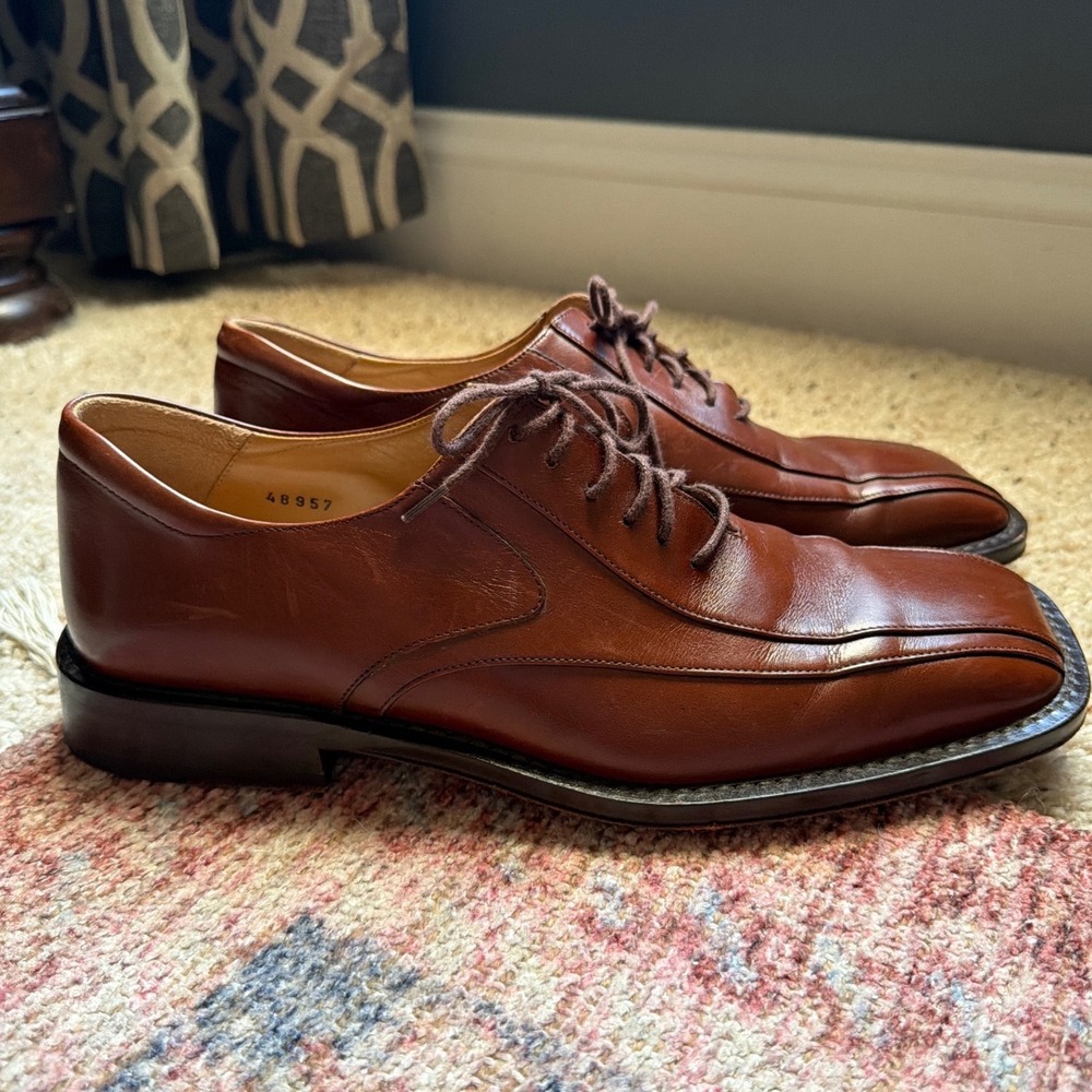 Mezlan Garda Leather Oxford Shoes Mens 8.5 M Brown Square Bicycle Toe Spain